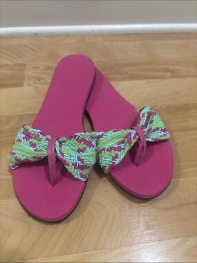 Havaianas Pink Braided Bow Flip Flops